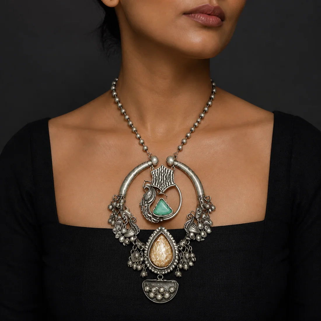 Model wearing the Talisman Orbit Necklace