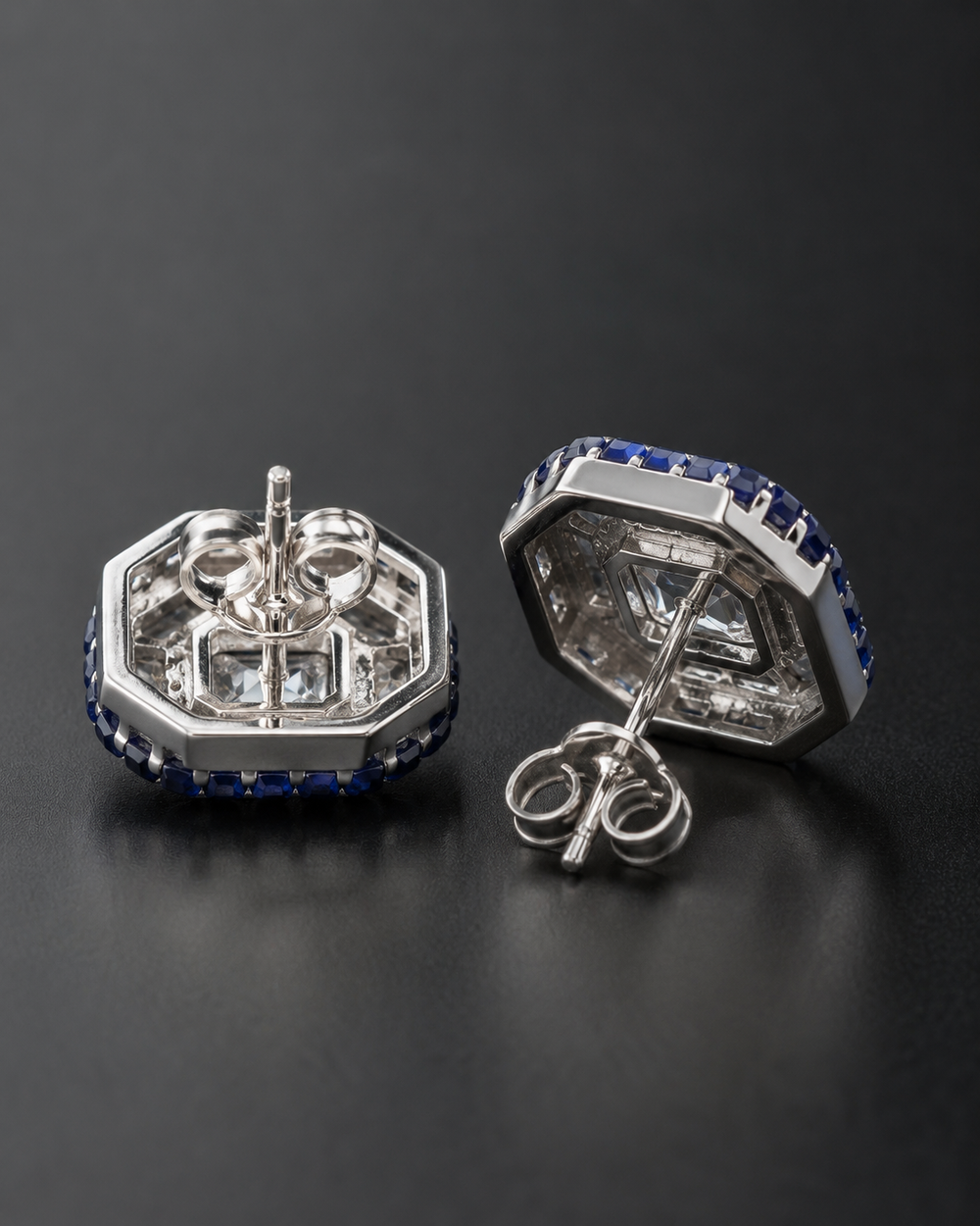Royal blue cushion studs