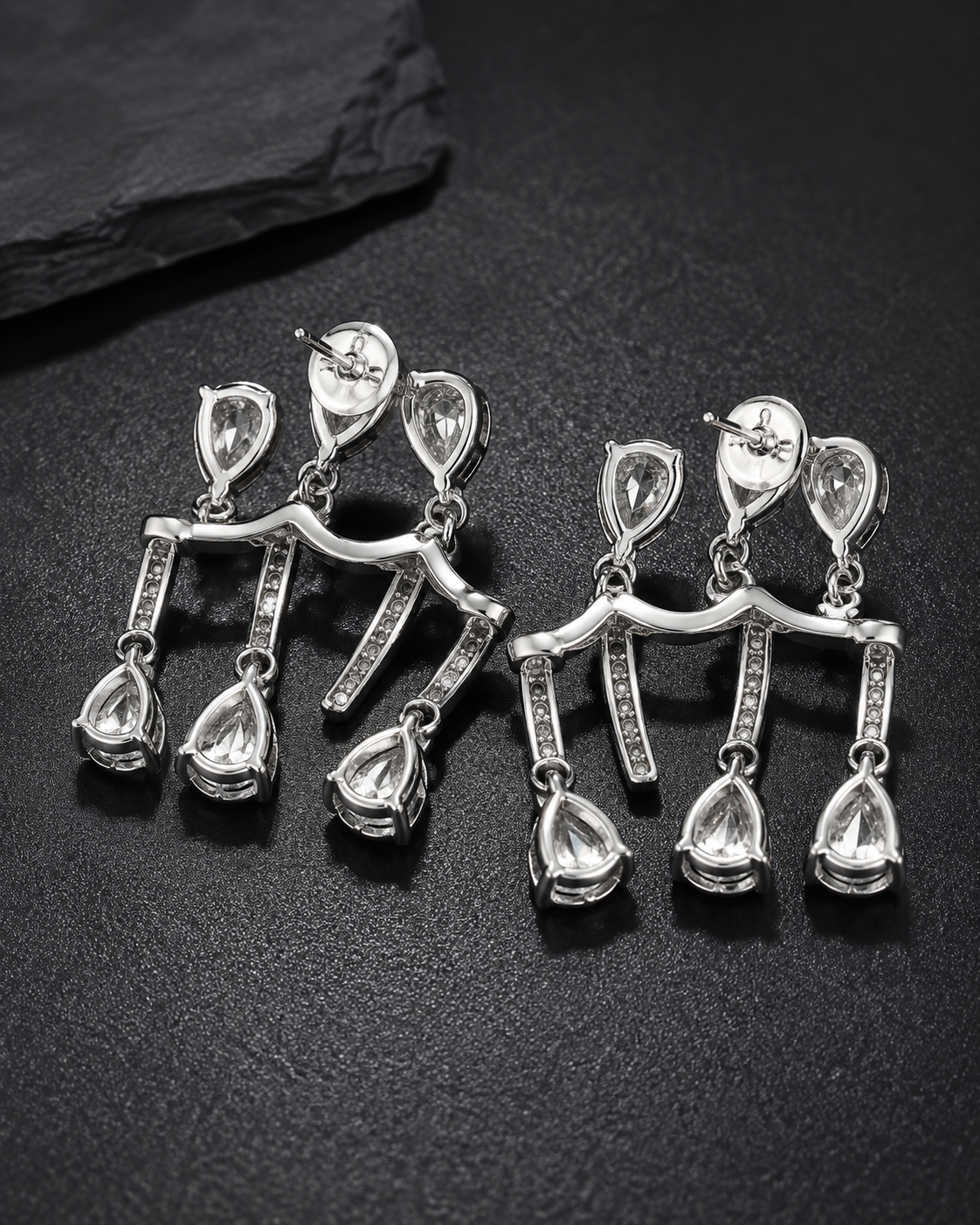Sparkling arc & teardrop earrings