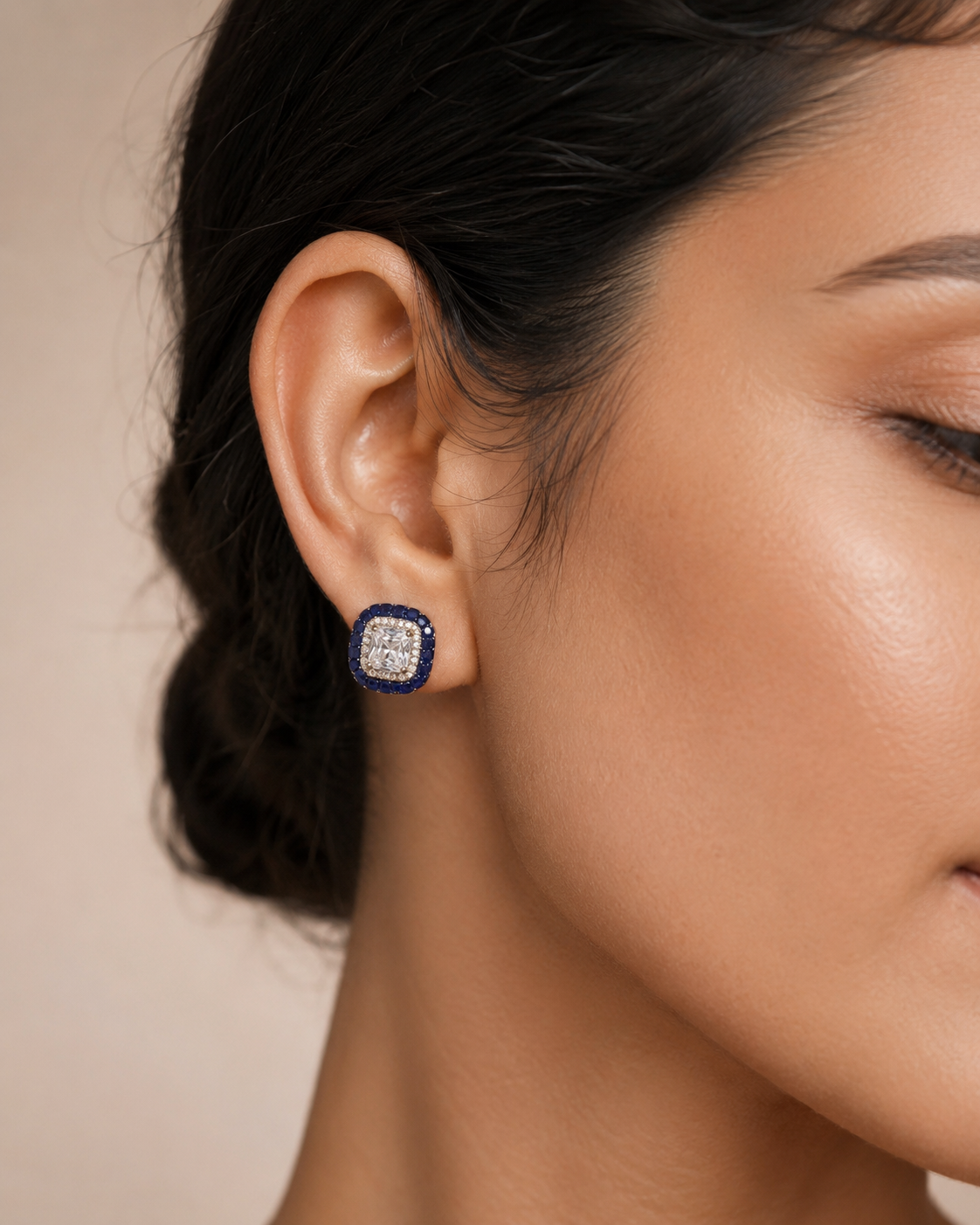 Royal blue cushion studs
