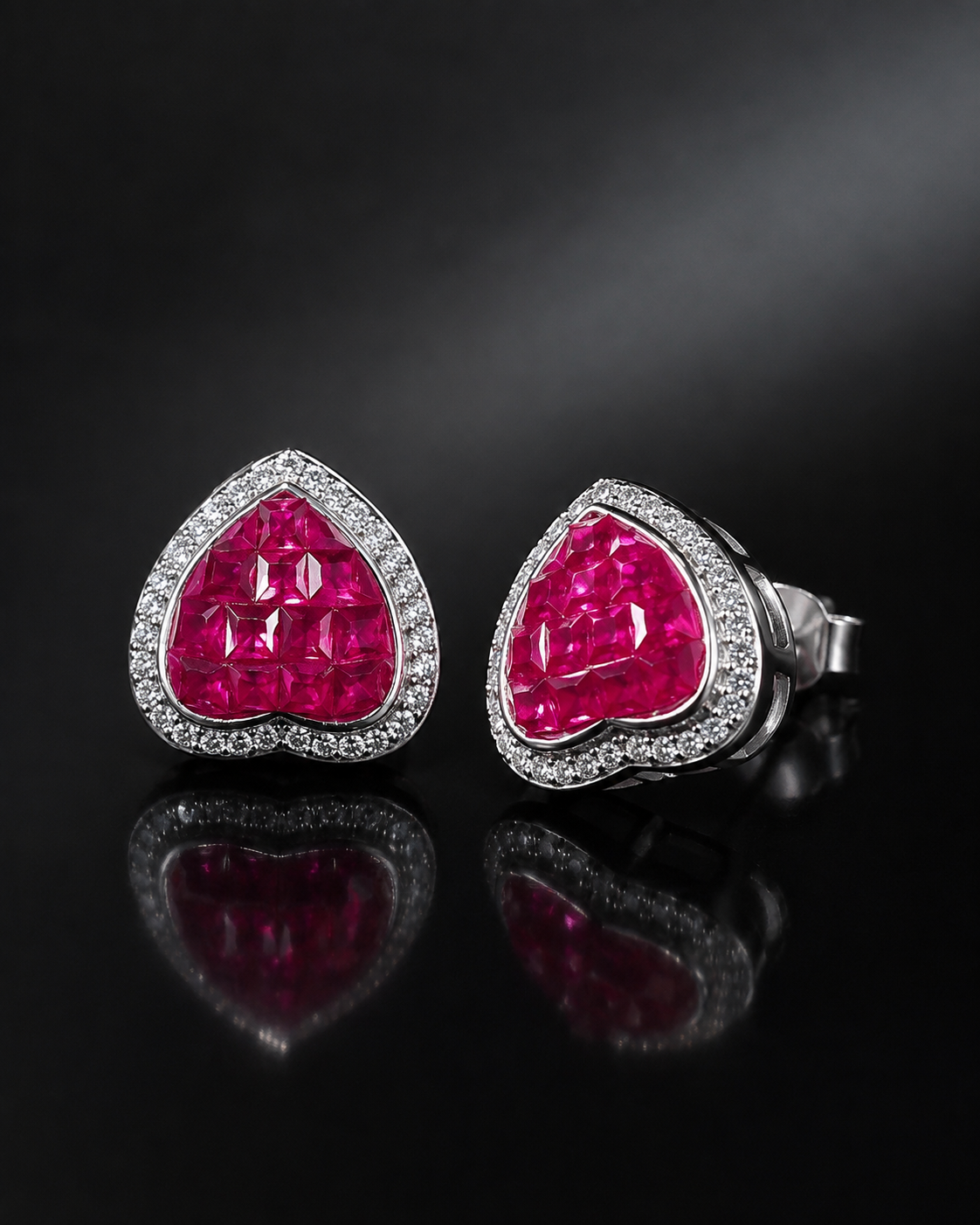 Rose heart earrings
