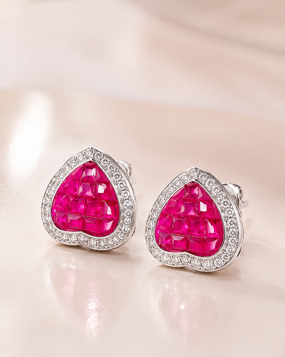 Rose heart earrings